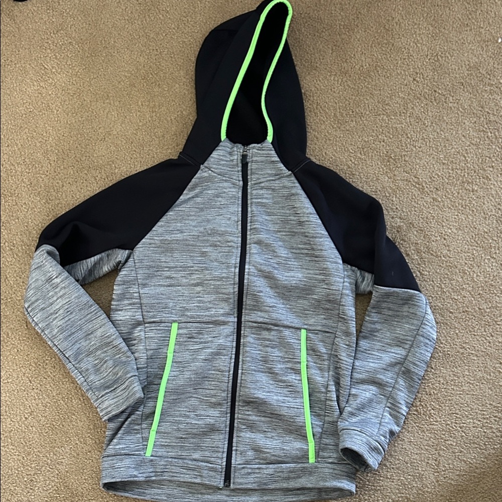 Old Navy Kids Gray and Black Hoodie with Neon Accents